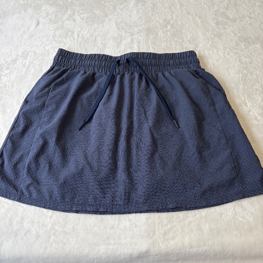 Adidas Lined Skirt Womens Size Large Blue Check Golf Tennis Casual Seersucker